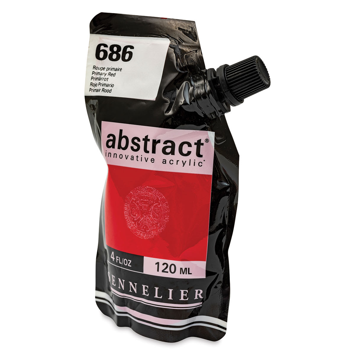 Sennelier Abstract Acrylic - Primary Red, 120 ml pouch side view