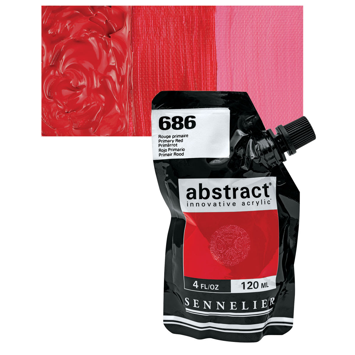 Sennelier Abstract Acrylic - Primary Red, 120 ml pouch and swatch