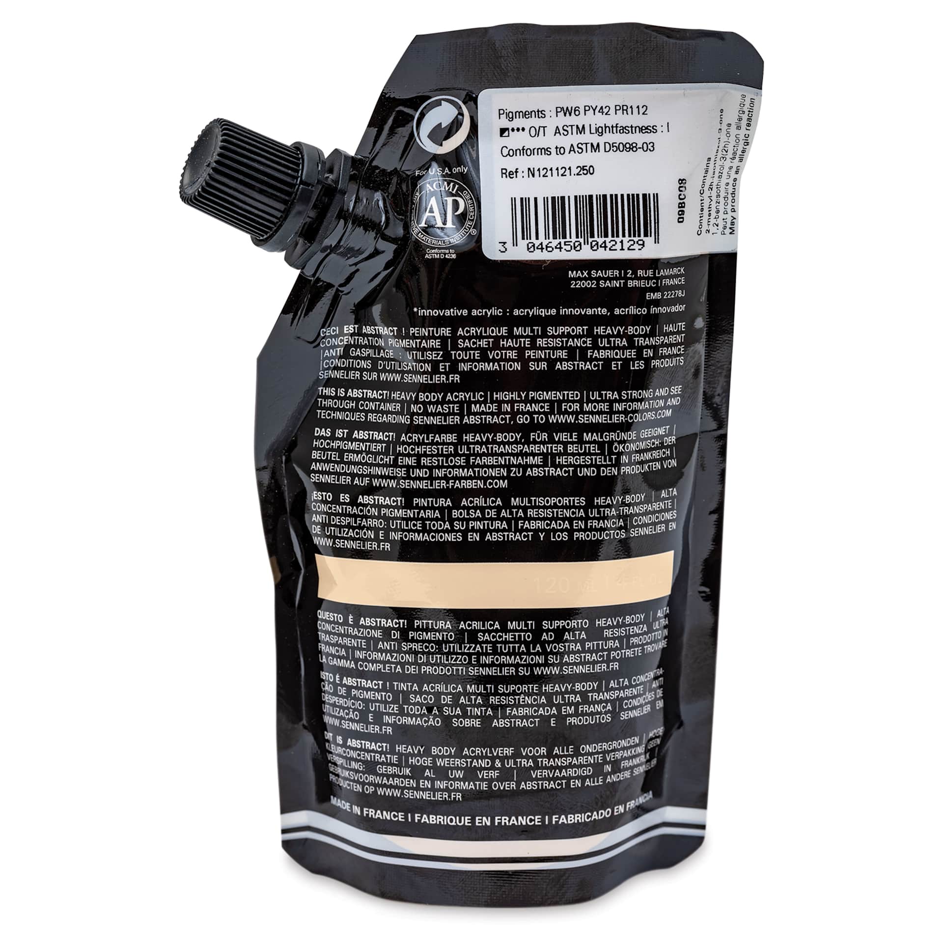 Sennelier Abstract Acrylic - Rose Ochre Light, 120 ml pouch, back