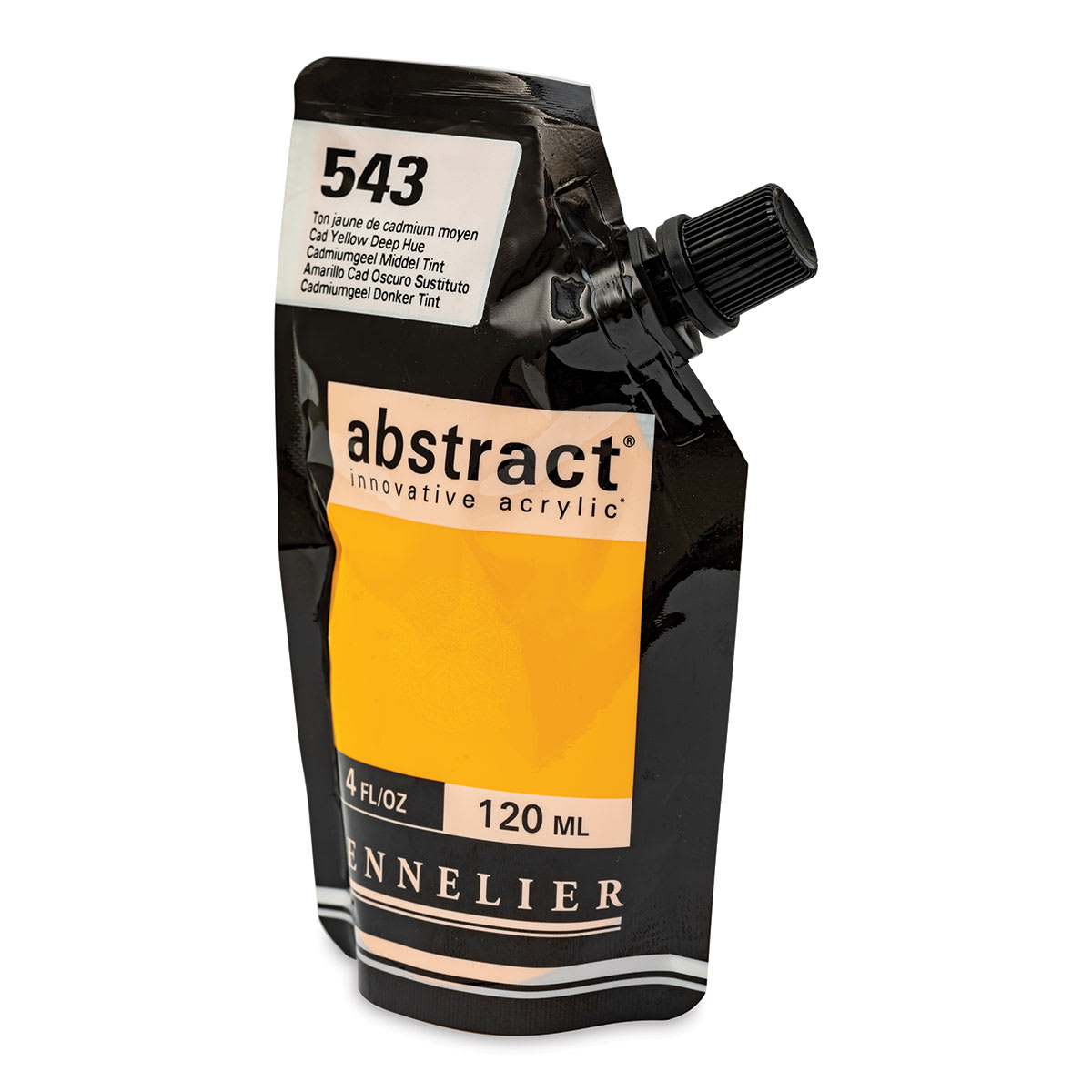 Sennelier Abstract Acrylic - Cadmium Yellow Deep Hue, 120 ml pouch side view