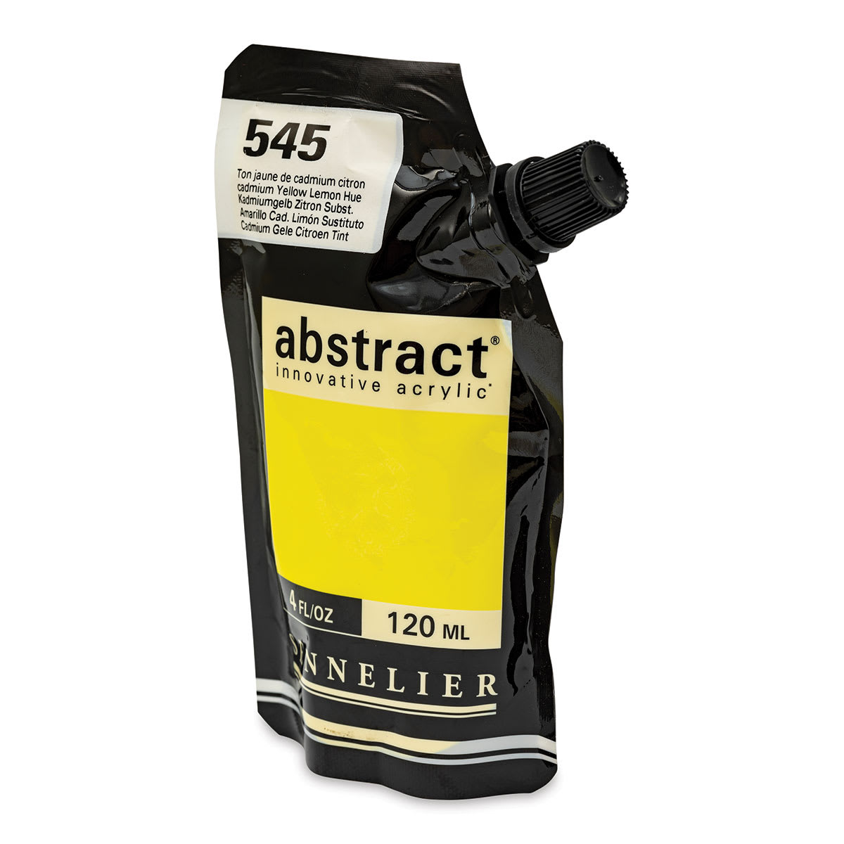 Sennelier Abstract Acrylic - Cadmium Yellow Lemon Hue, 120 ml pouch side view