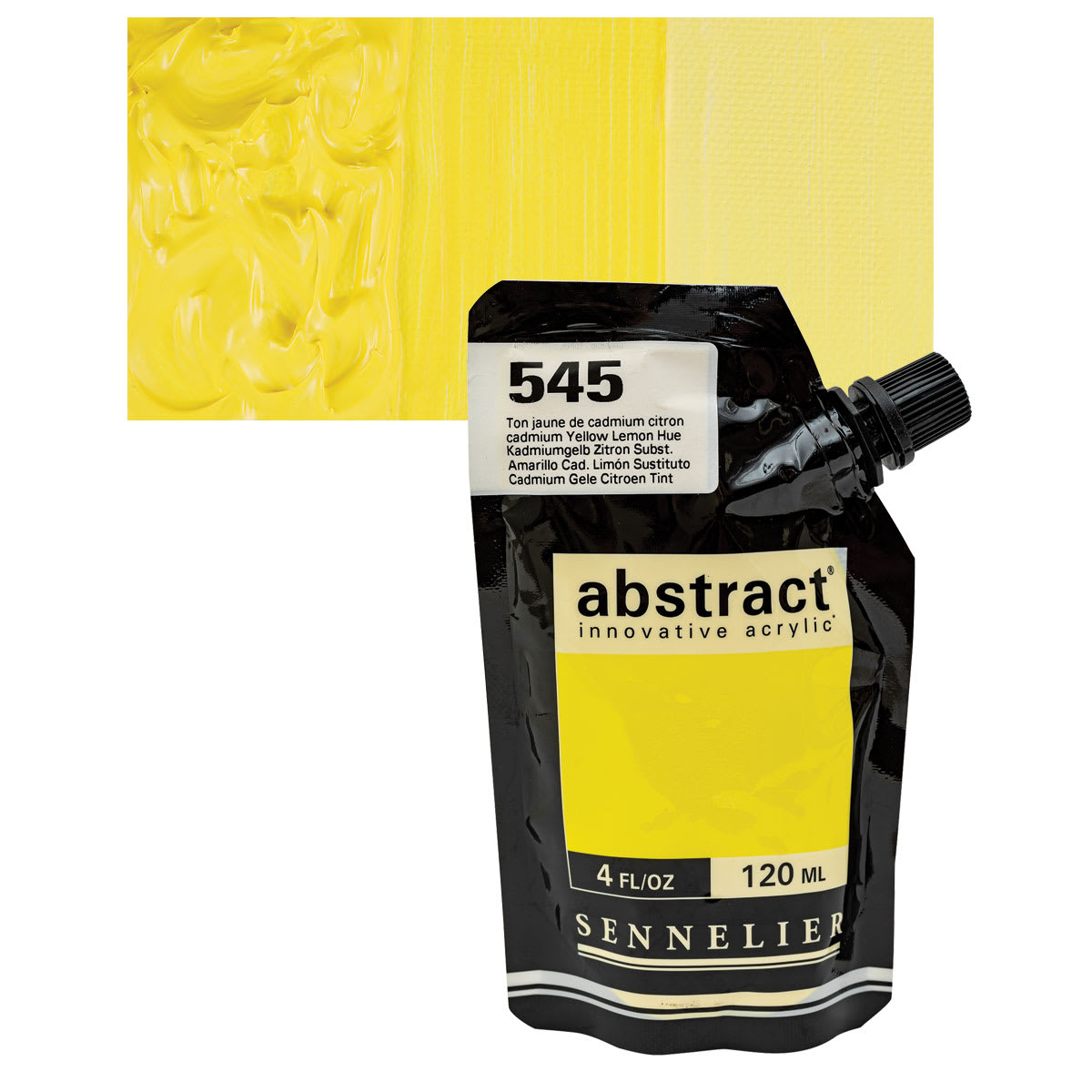 Sennelier Abstract Acrylic - Cadmium Yellow Lemon Hue, 120 ml pouch and swatch