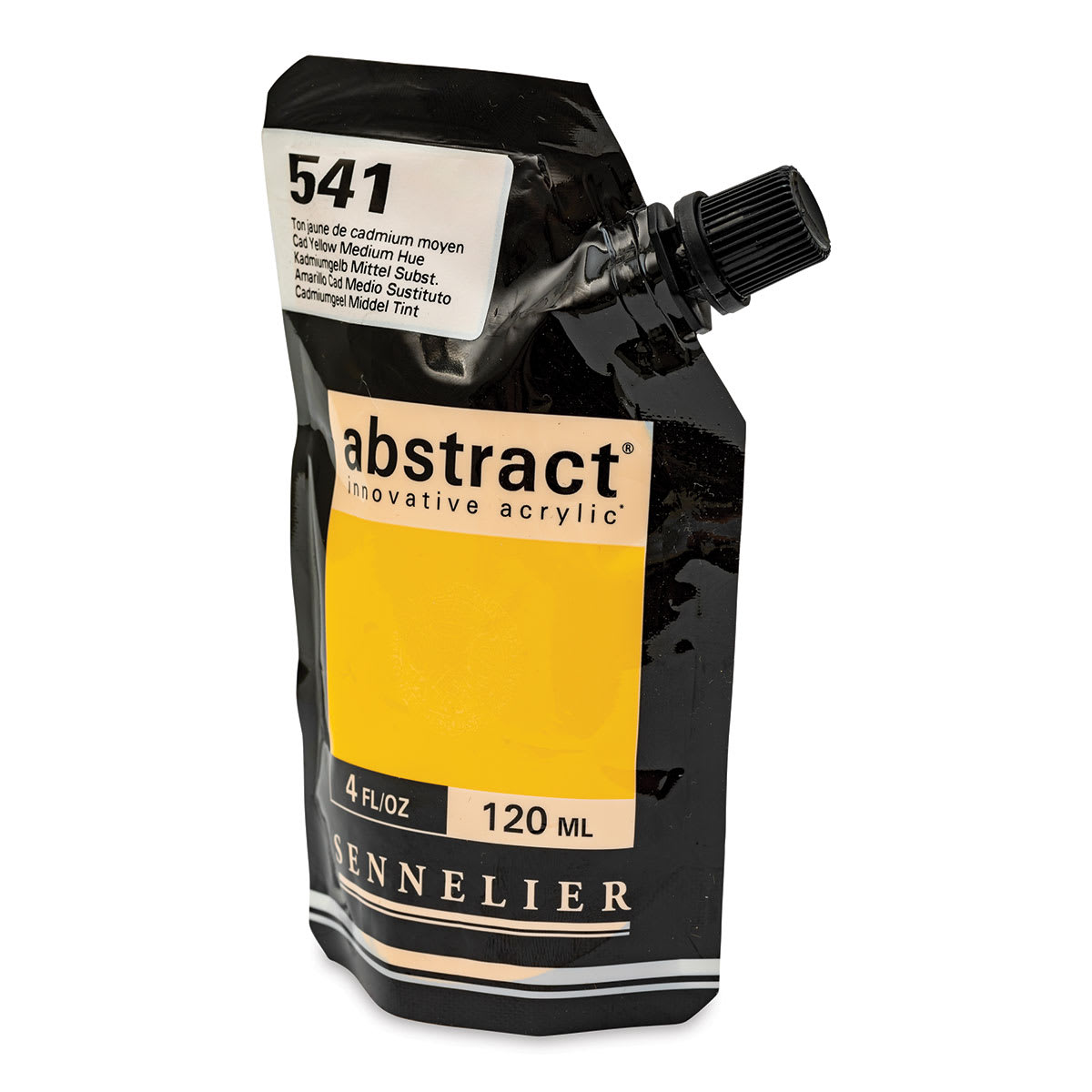 Sennelier Abstract Acrylic - Cadmium Yellow Medium Hue, 120 ml pouch side view