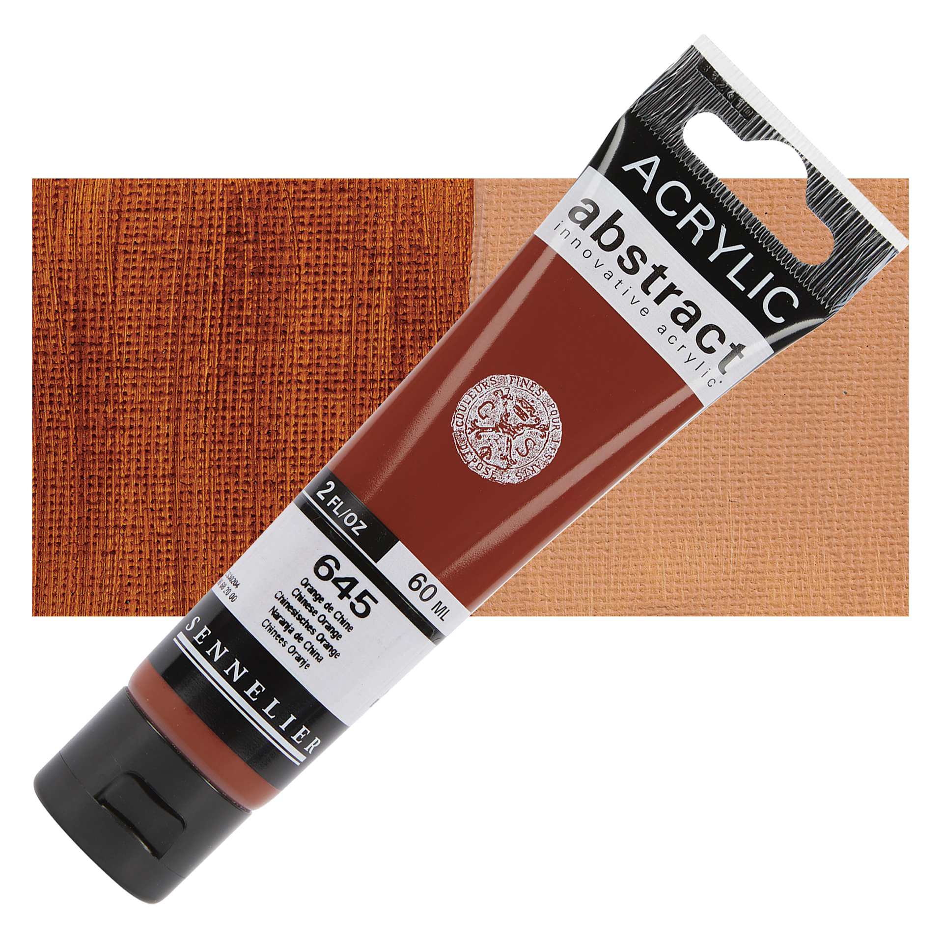Sennelier Abstract Acrylic - Chinese Orange, 60 ml tube and swatch