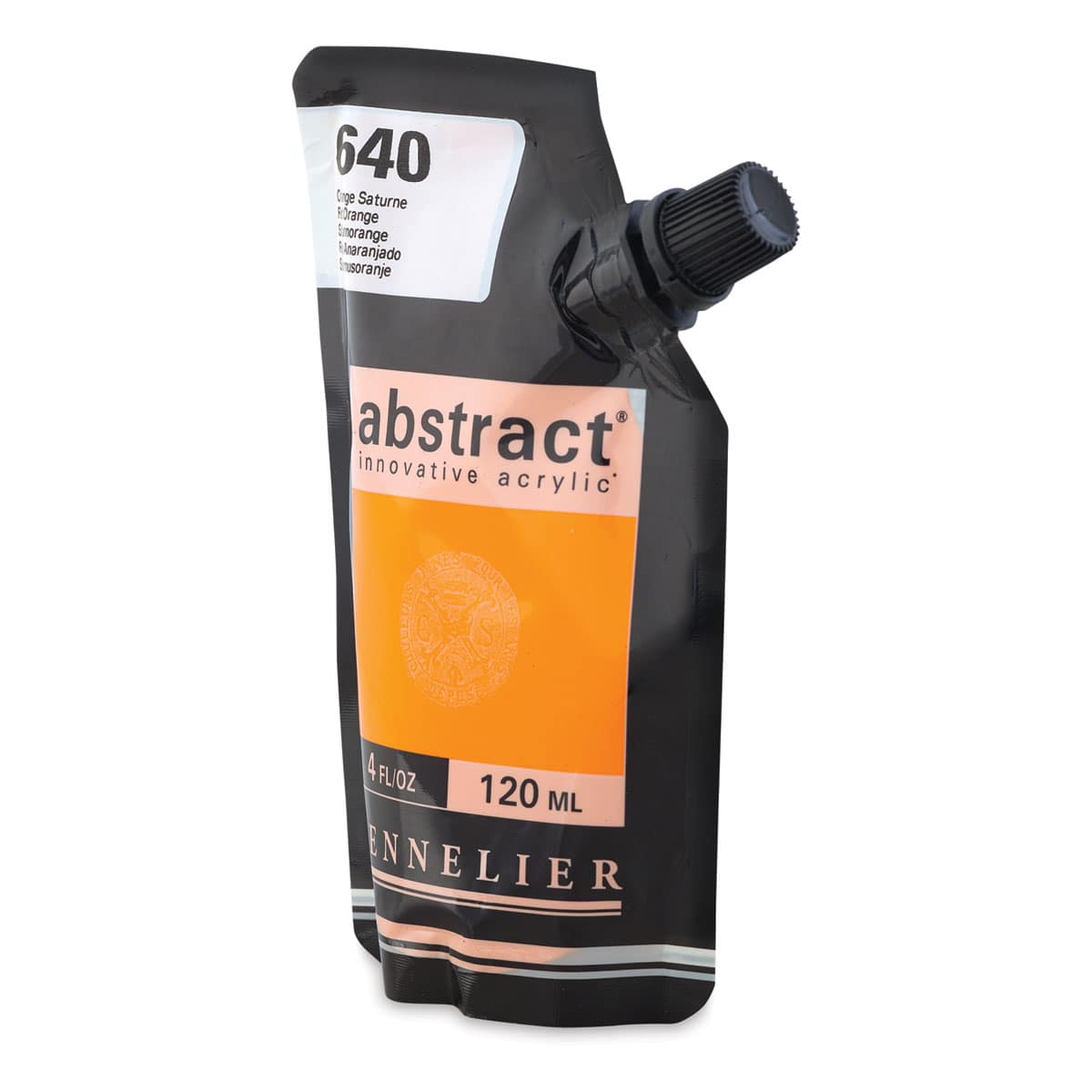Sennelier Abstract Acrylic - Red Orange, 120 ml pouch side view