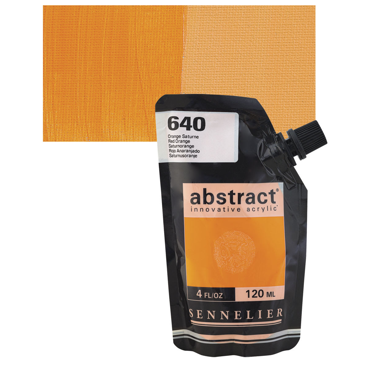 Sennelier Abstract Acrylic - Red Orange, 120 ml pouch and swatch