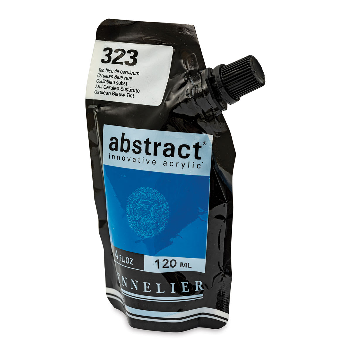 Sennelier Abstract Acrylic - Cerulean Blue Hue, 120 ml pouch side view