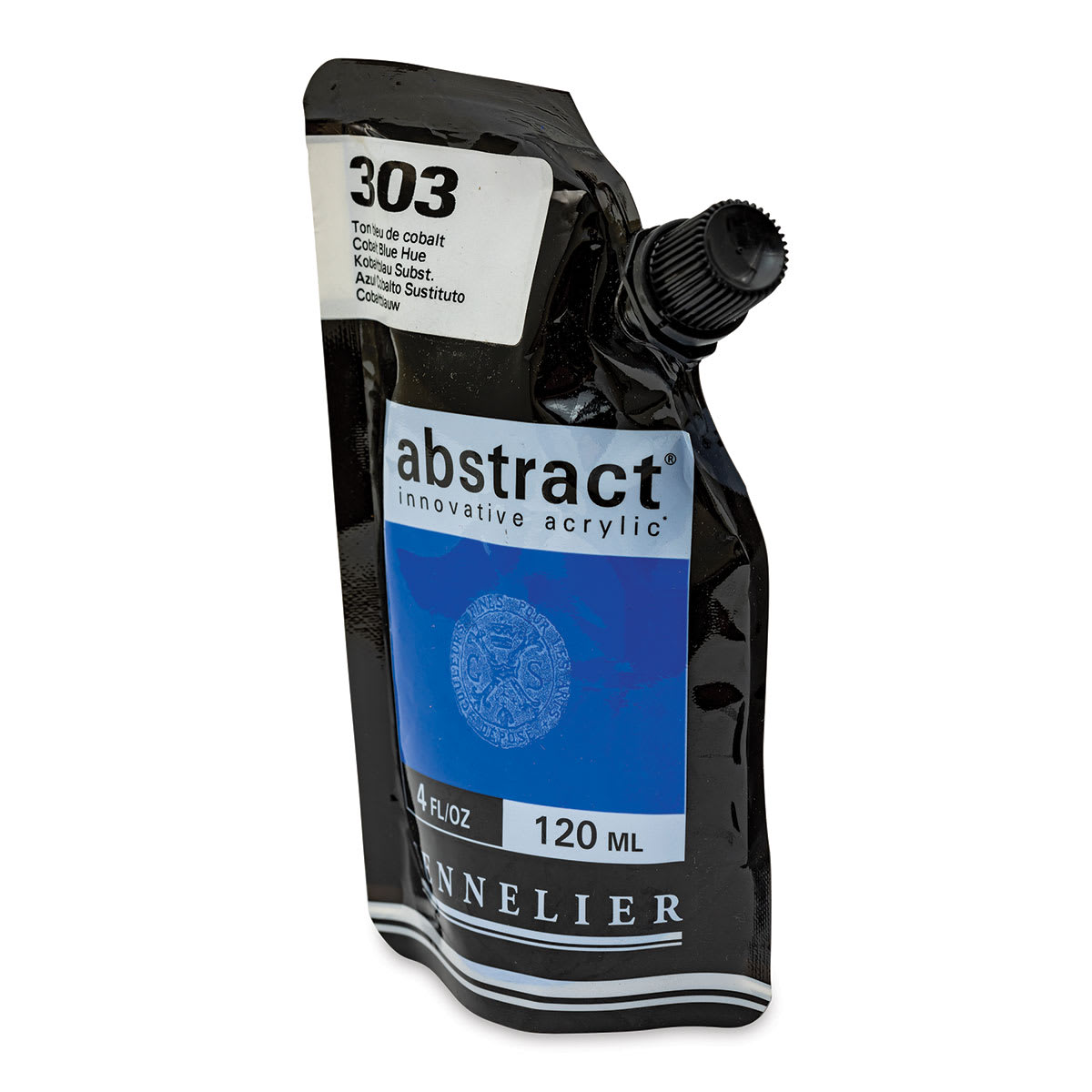 Sennelier Abstract Acrylic - Cobalt Blue Hue, 120 ml pouch side view