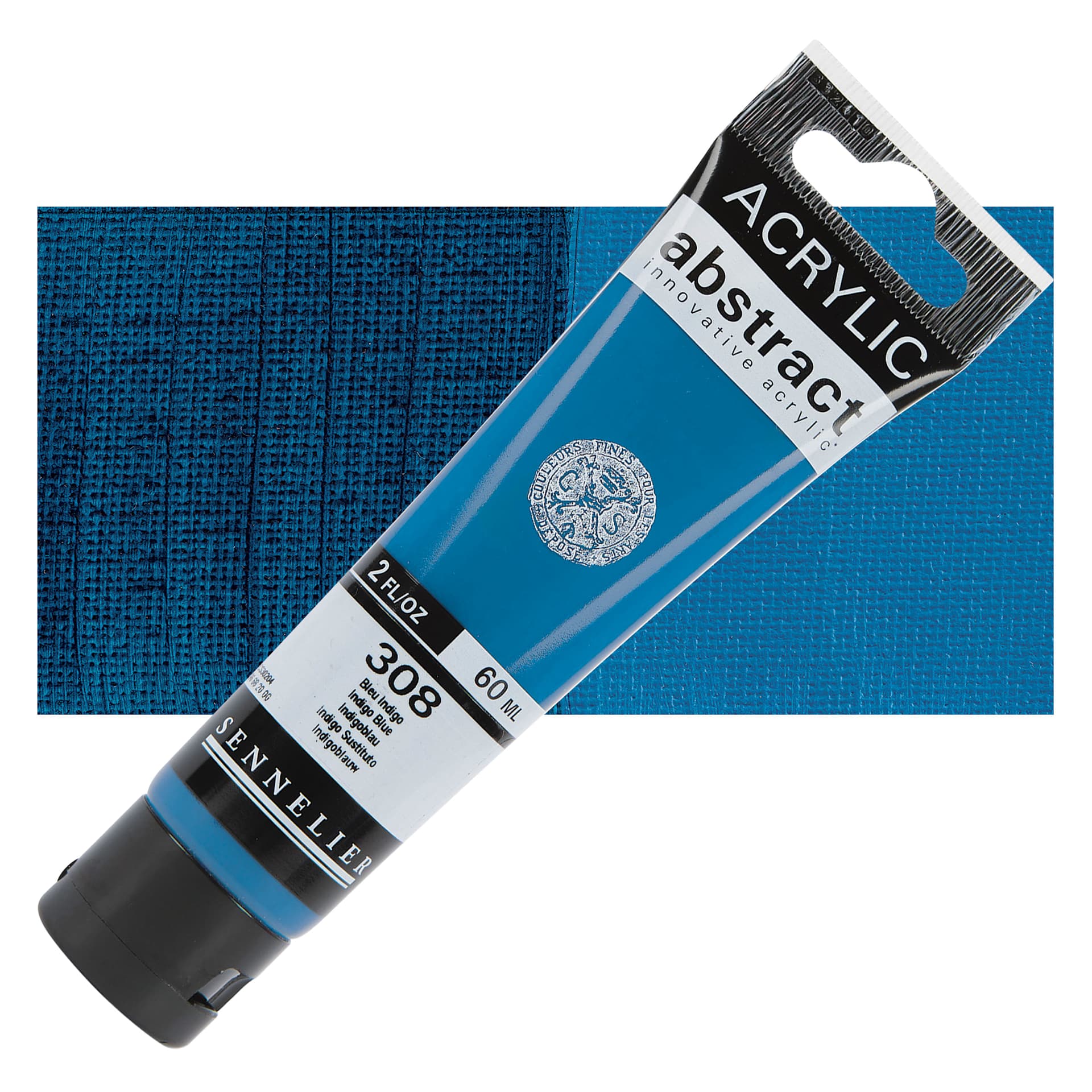 Sennelier Abstract Acrylic - Indigo, 60 ml tube and swatch