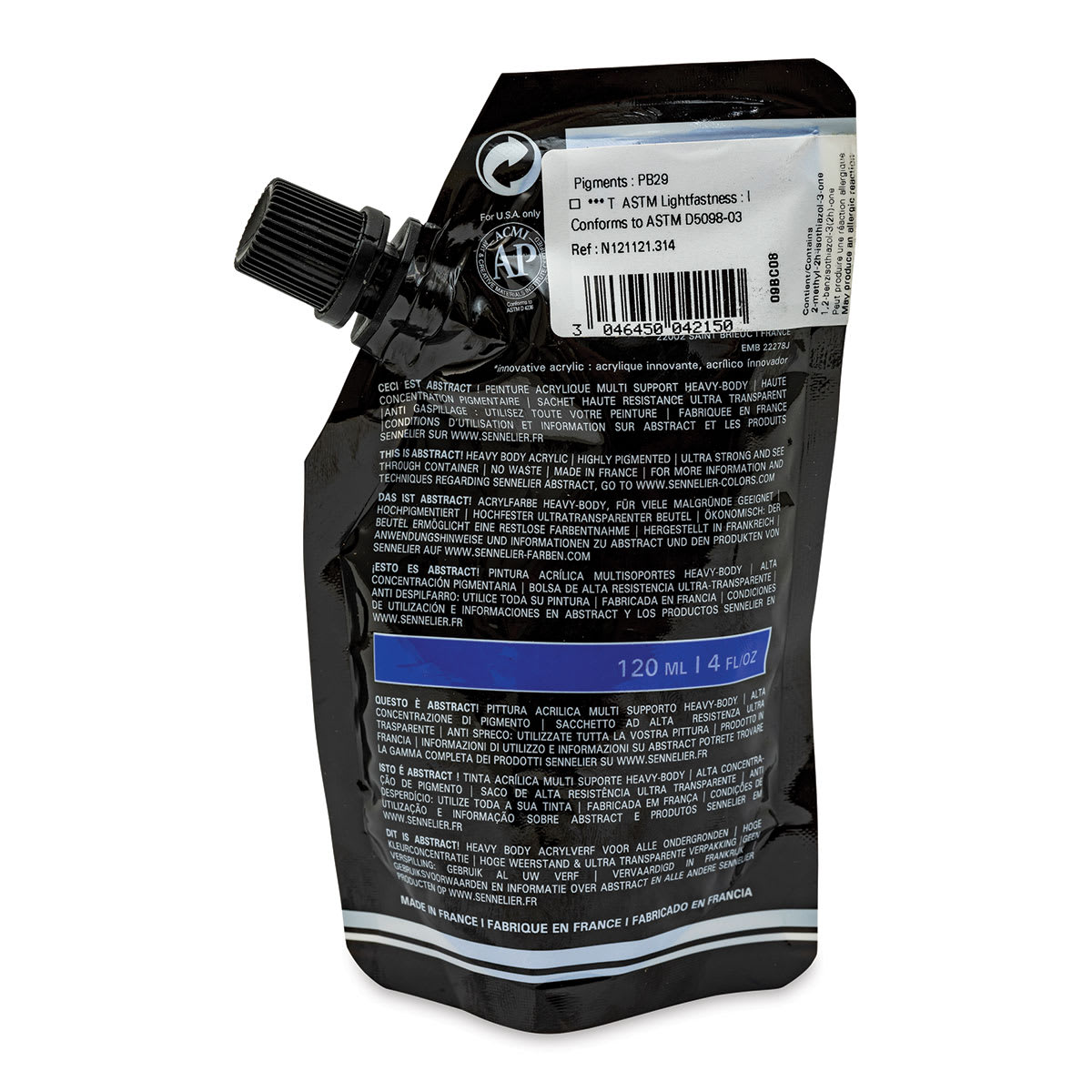 Sennelier Abstract Acrylic - Ultramarine Blue, 120 ml pouch back