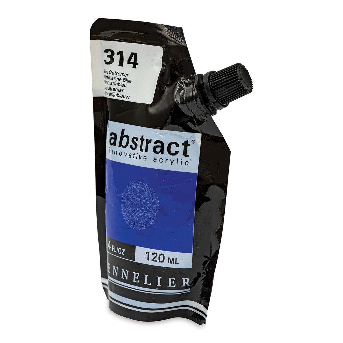 Sennelier Abstract Acrylic - Ultramarine Blue, 120 ml pouch side view