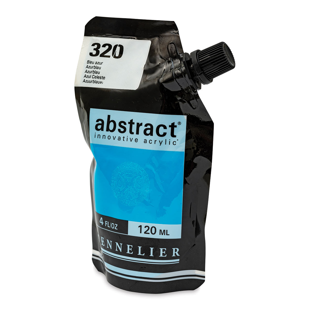 Sennelier Abstract Acrylic - Azur Blue, 120 ml pouch side view
