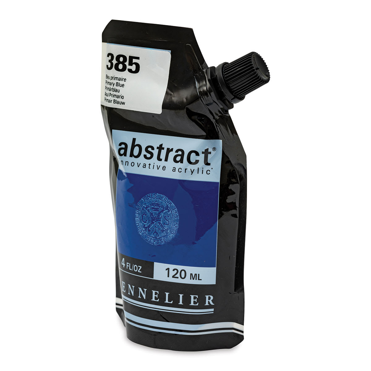 Sennelier Abstract Acrylic - Primary Blue, 120 ml pouch side view