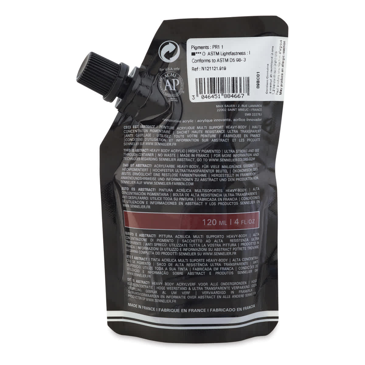 Sennelier Abstract Acrylic - Caput Mortuum, 120 ml pouch back