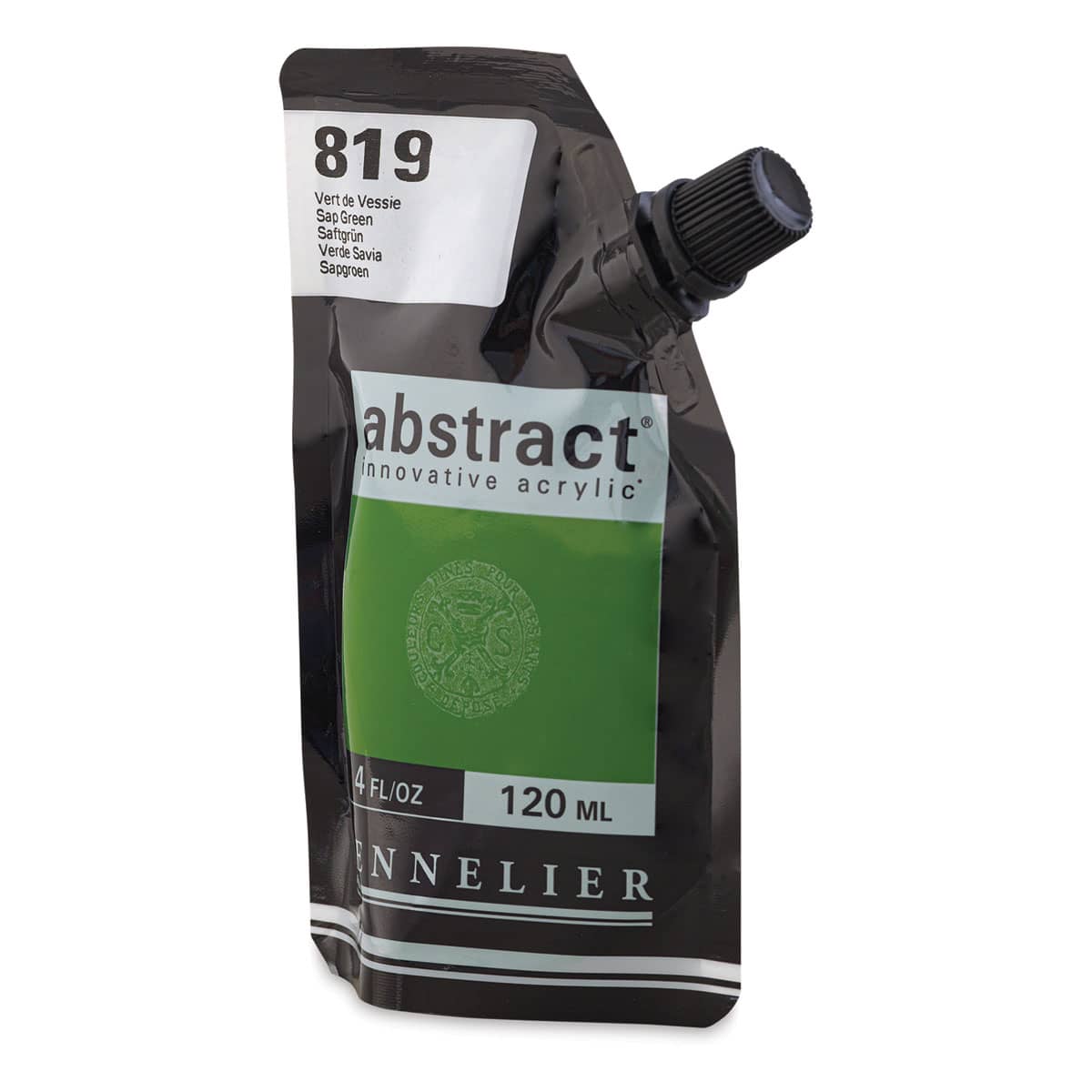 Sennelier Abstract Acrylic - Sap Green, 120 ml pouch side view