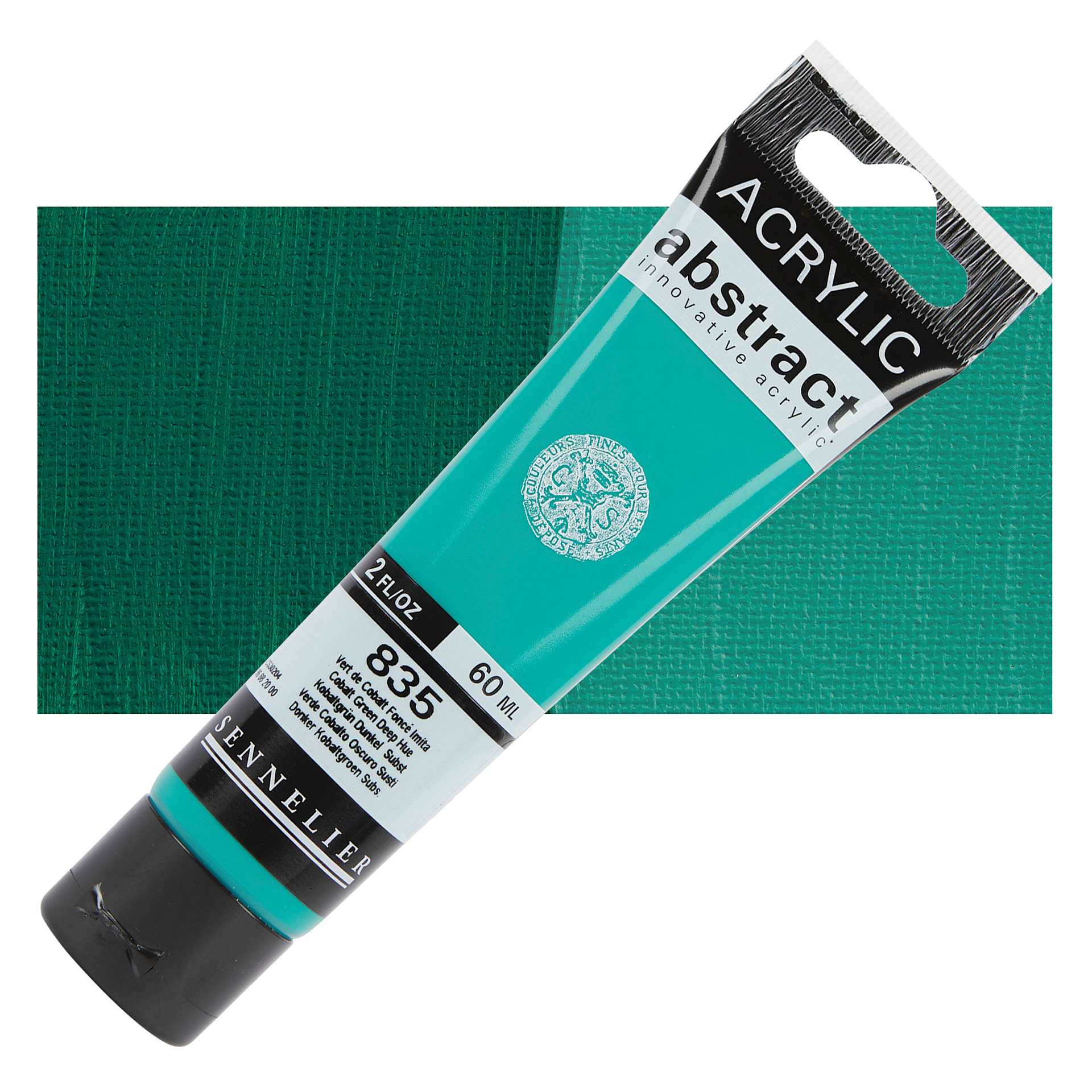 Sennelier Abstract Acrylic - Cobalt Green Deep Hue, 60 ml tube and swatch
