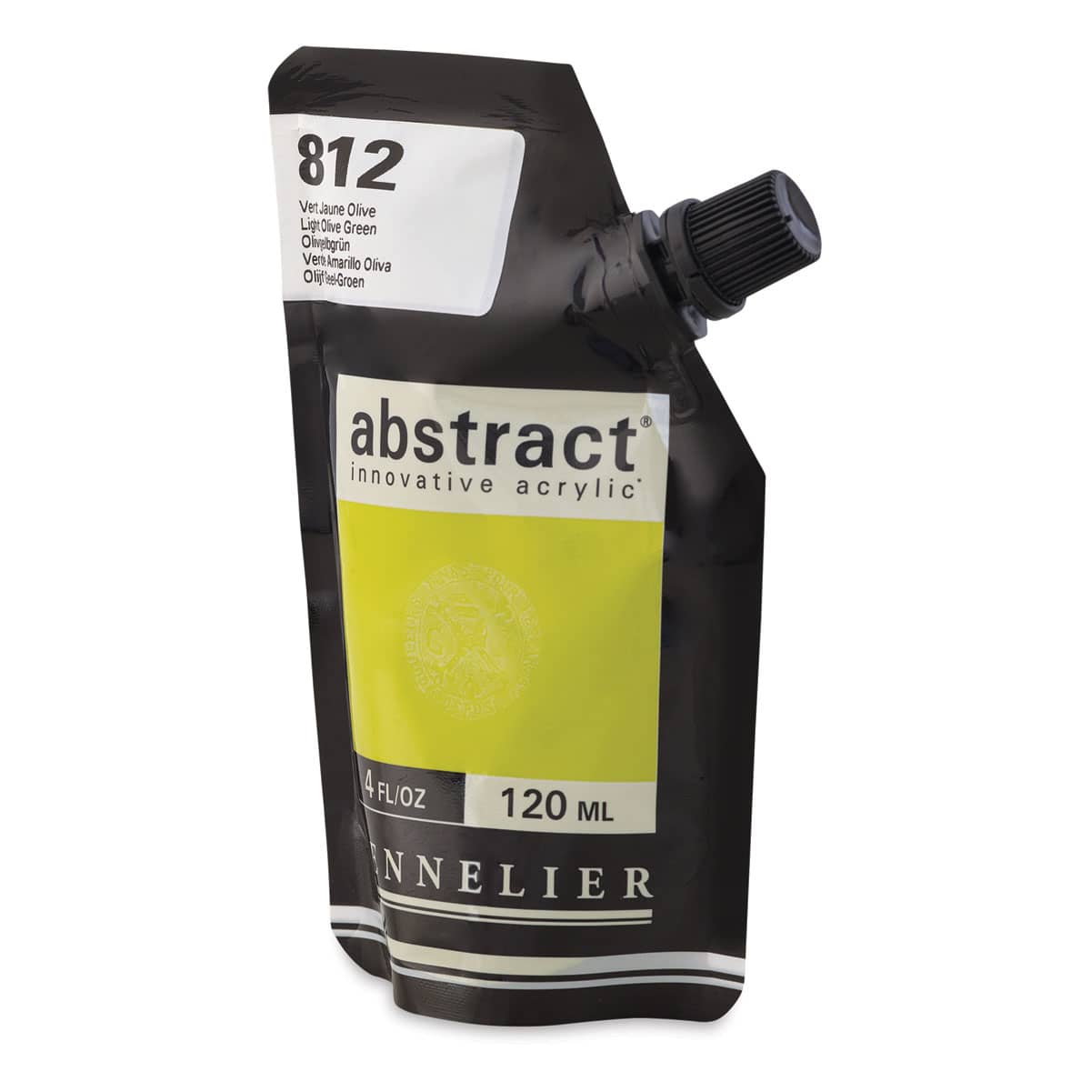 Sennelier Abstract Acrylic - Light Olive Green, 120 ml pouch side view