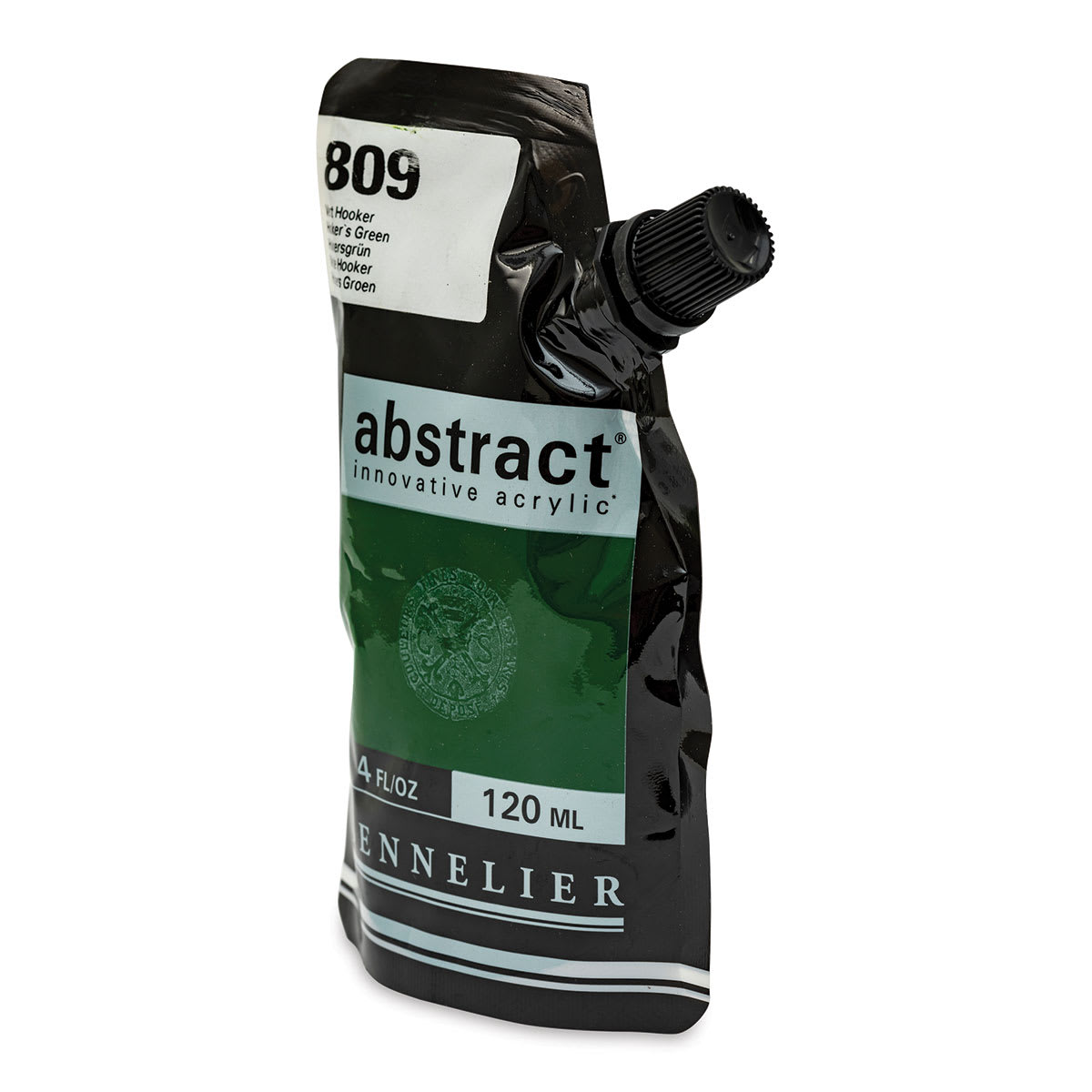 Sennelier Abstract Acrylic - Hookers Green, 120 ml pouch side view