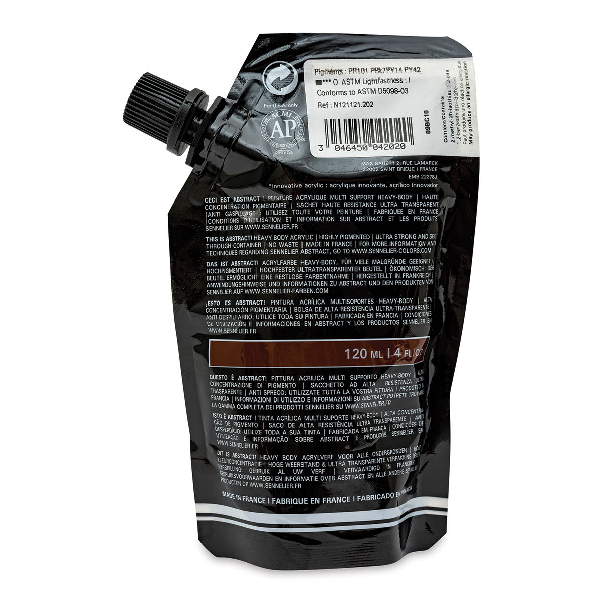 Sennelier Abstract Acrylic - Burnt Umber, 120 ml pouch back