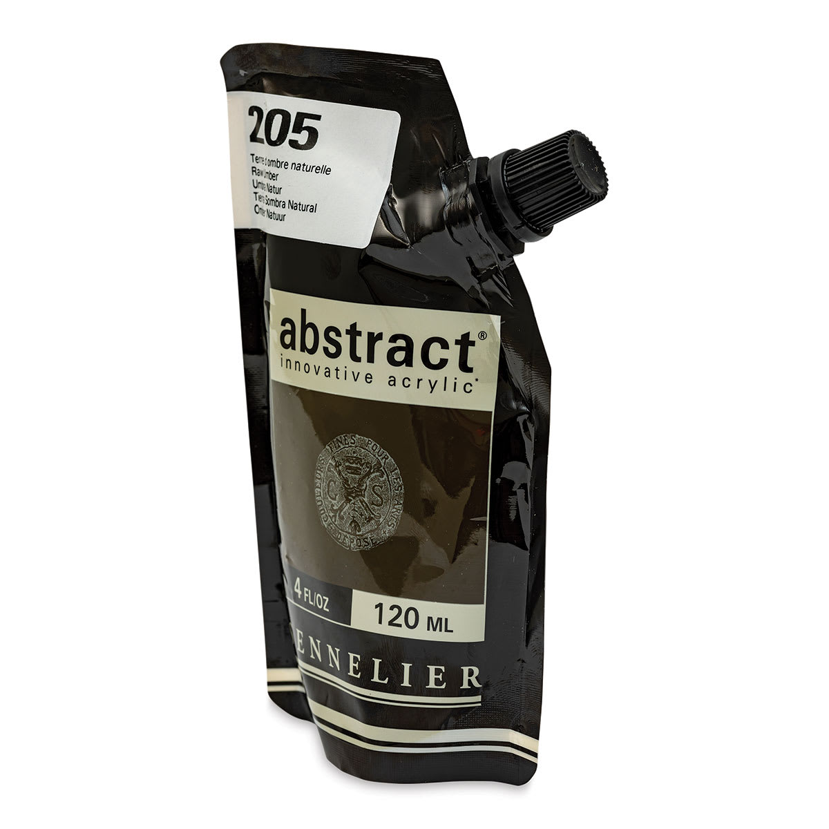 Sennelier Abstract Acrylic - Raw Umber, 120 ml pouch side view