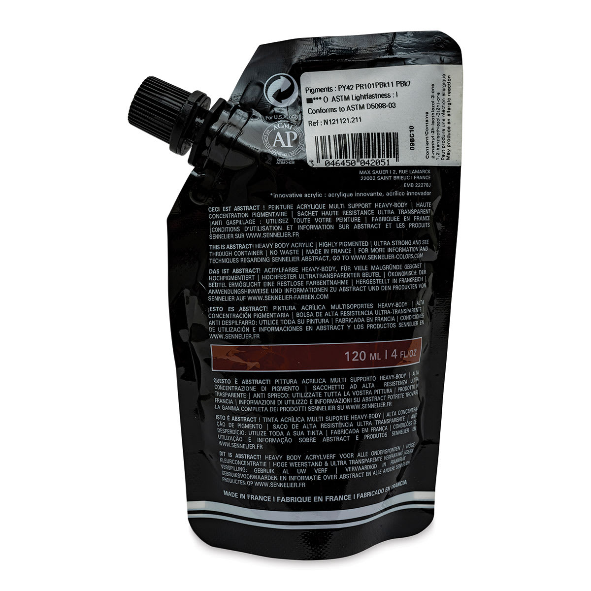 Sennelier Abstract Acrylic - Burnt Sienna, 120 ml pouch back