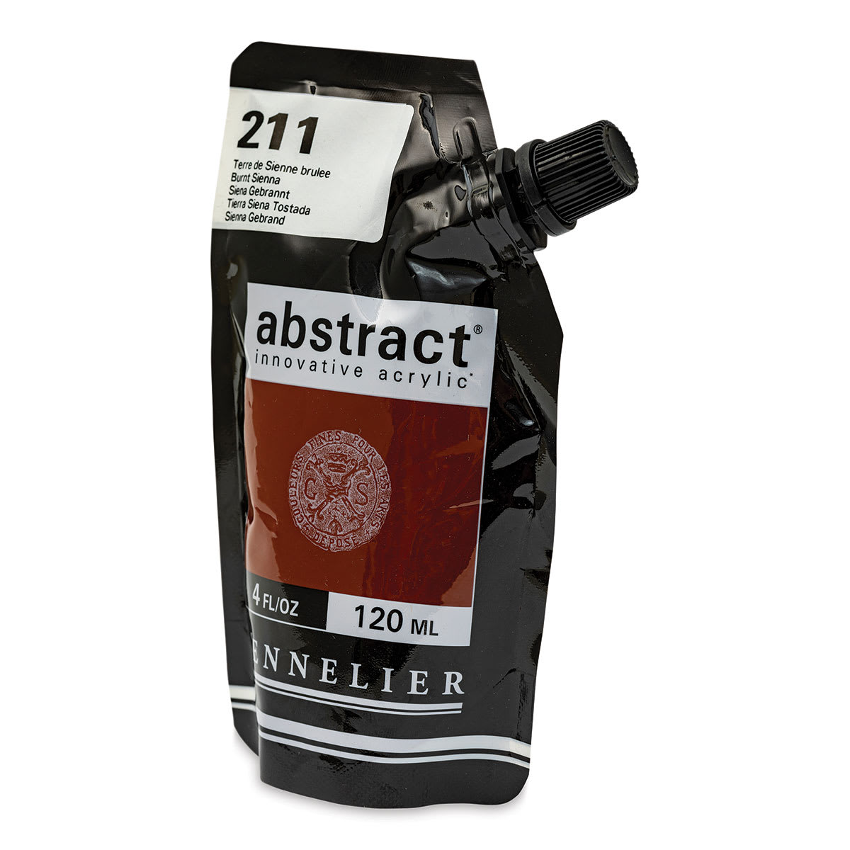 Sennelier Abstract Acrylic - Burnt Sienna, 120 ml pouch side view
