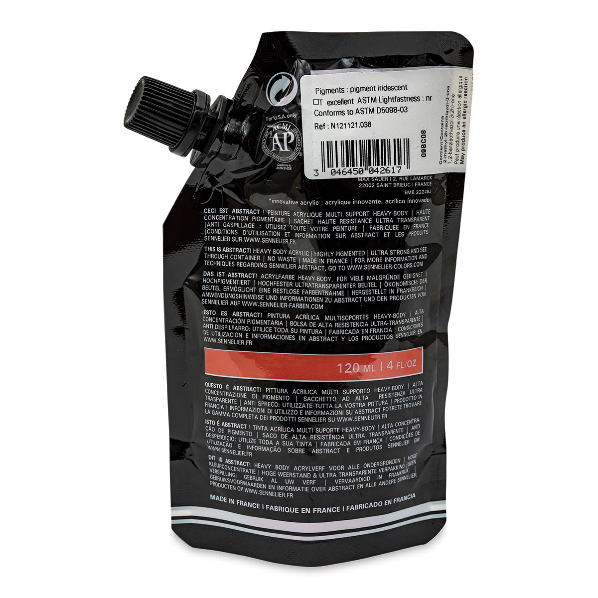 Sennelier Abstract Acrylic - Iridescent Copper, 120 ml pouch back