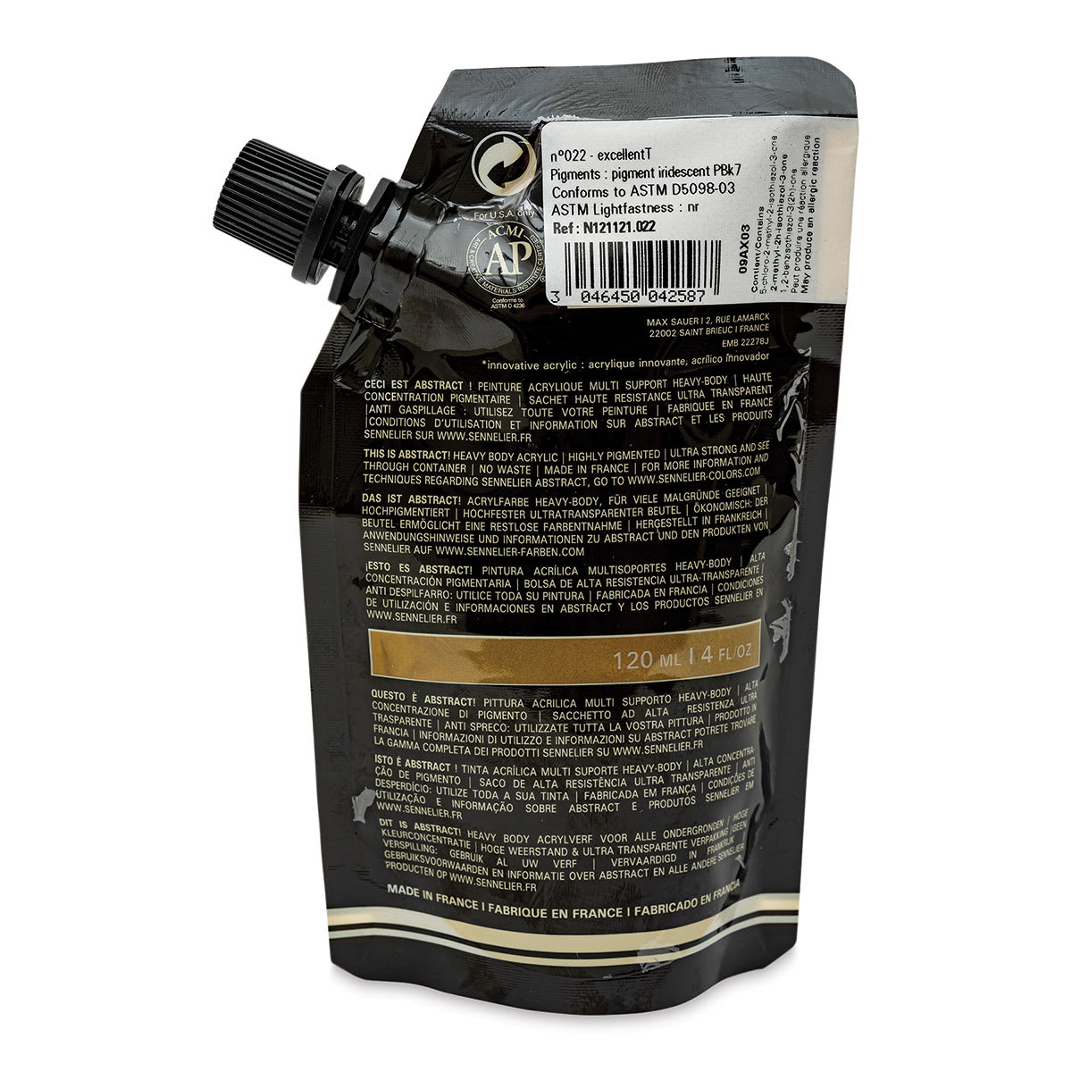 Sennelier Abstract Acrylic - Iridescent Bronze, 120 ml pouch back