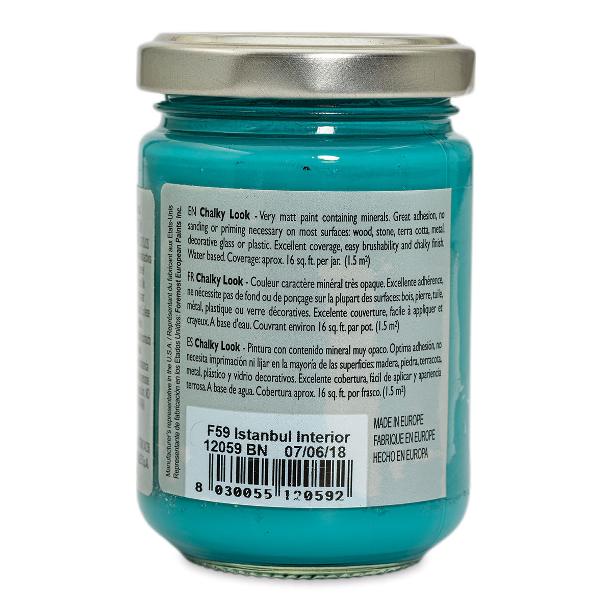 Fleur Chalky Look Paint - Istanbul Interior, 4.4 oz jar back