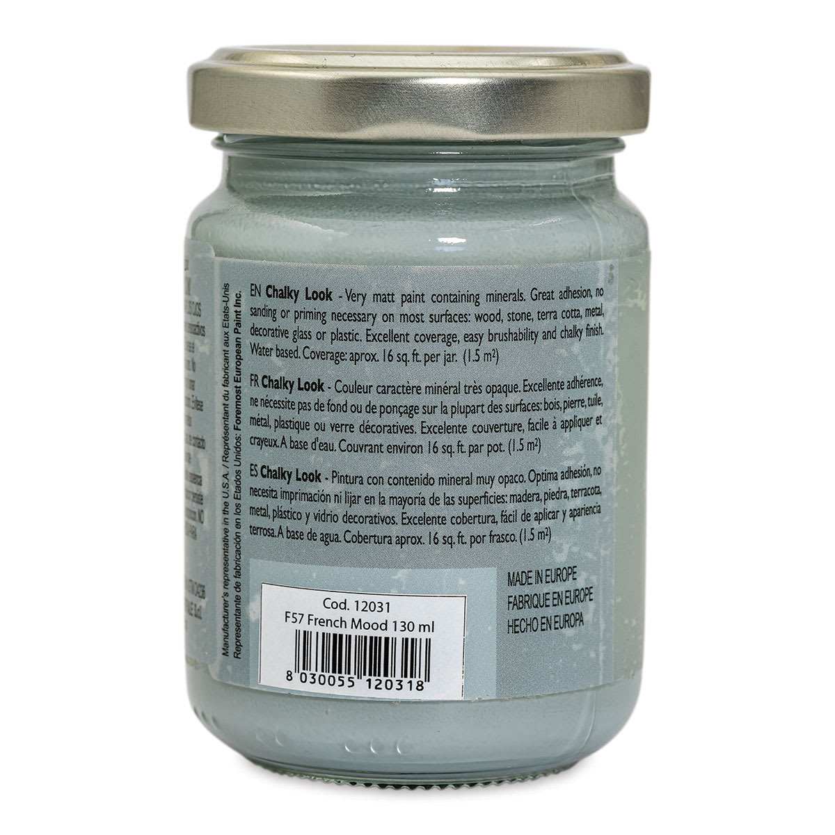 Fleur Chalky Look Paint - French Mood, 4.4 oz jar back