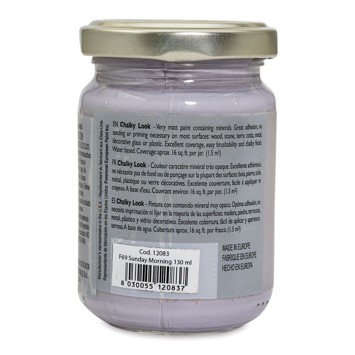 Fleur Chalky Look Paint - Sunday Morning, 4.4 oz jar back
