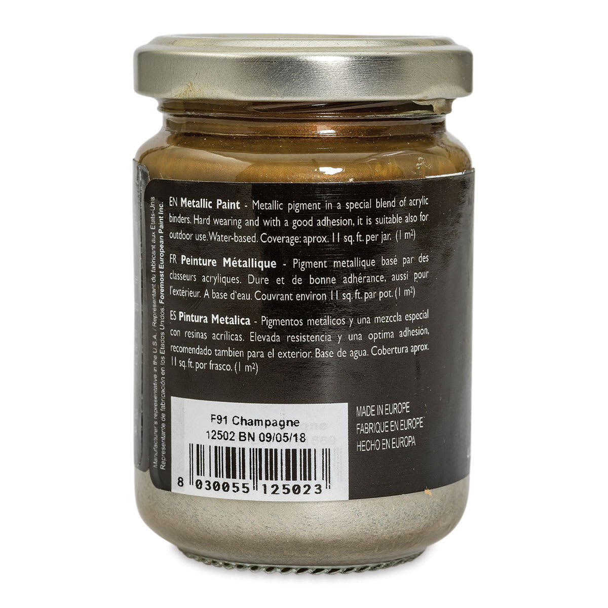 Fleur Chalky Look Paint - Champagne, 4.4 oz jar back