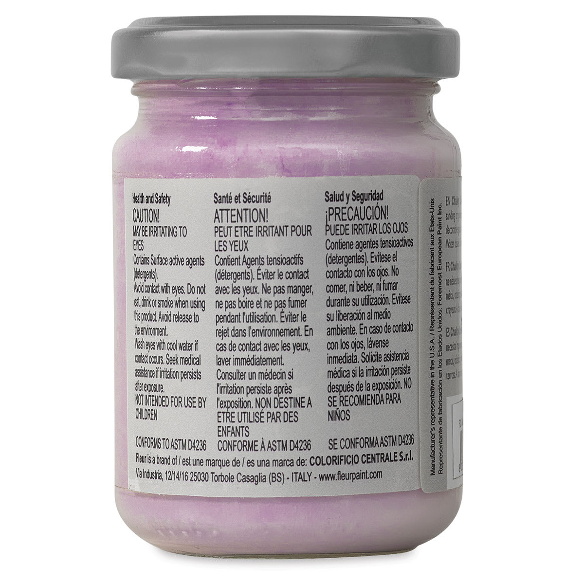 Fleur Chalky Look Paint - Babydoll Silk, 4.4 oz jar back