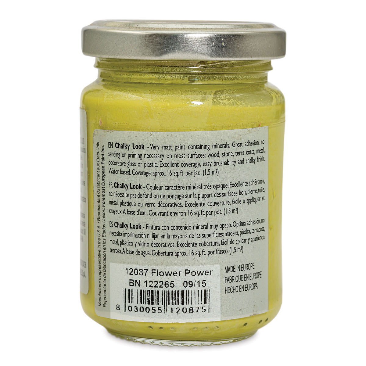 Fleur Chalky Look Paint - Flower Power, 4.4 oz jar back