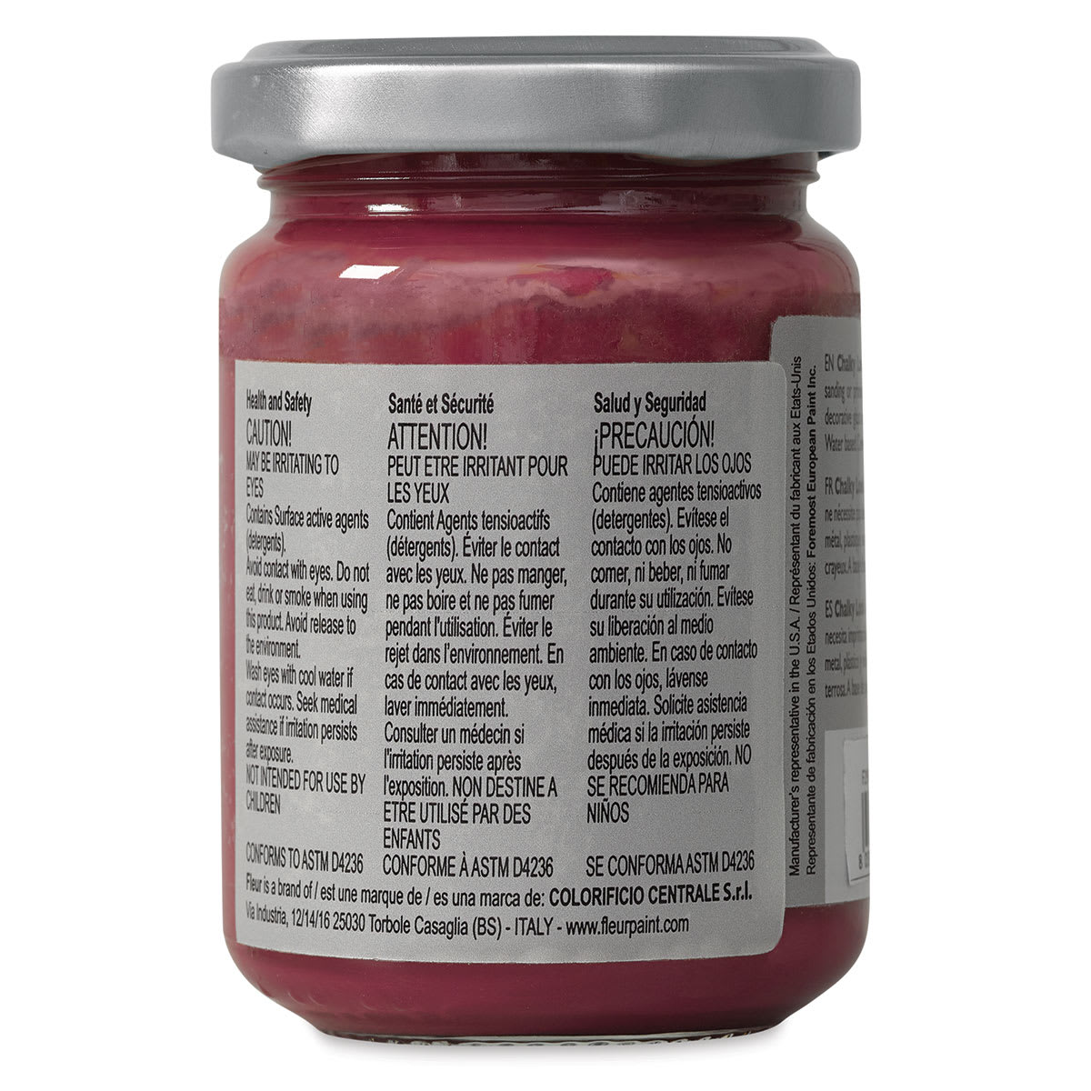 Fleur Chalky Look Paint - Porto Red, 4.4 oz jar back
