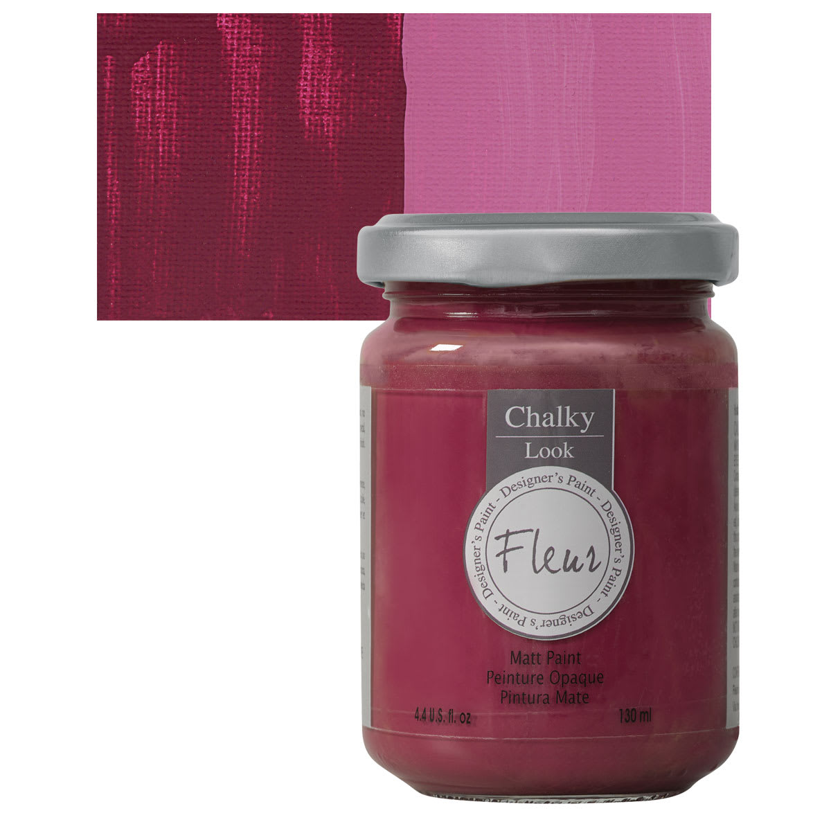 Fleur Chalky Look Paint - Porto Red, 4.4 oz jar and swatch
