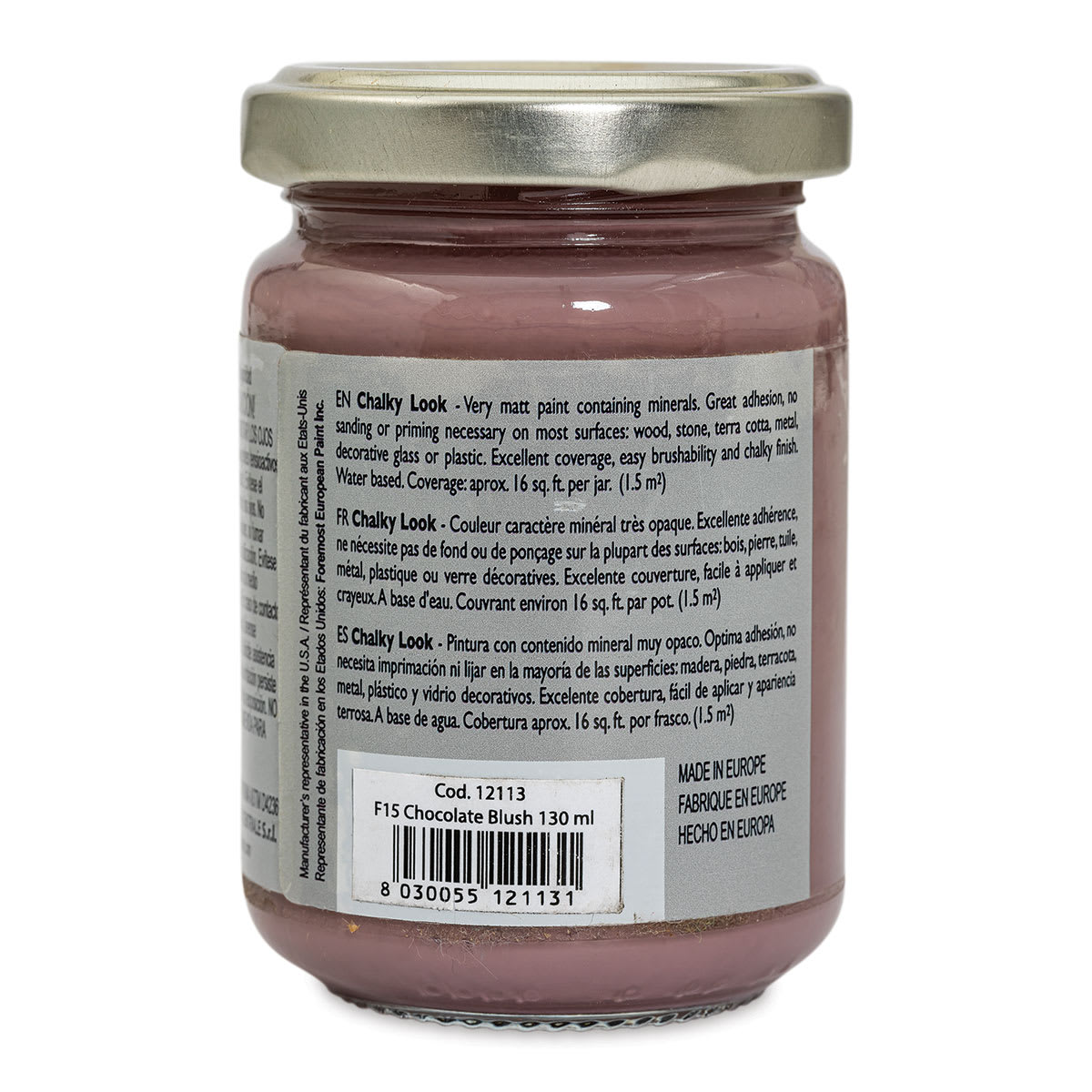 Fleur Chalky Look Paint - Chocolate Blush, 4.4 oz jar back