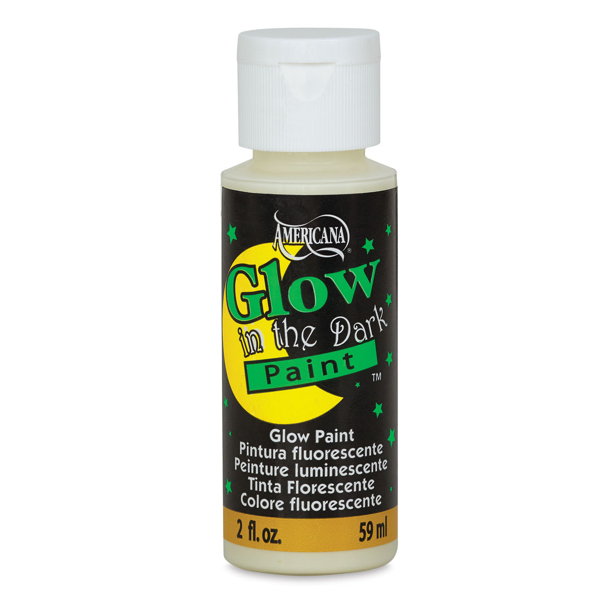DecoArt Americana Acrylic Paint - Front of bottle of 2 oz Glow in the Dark