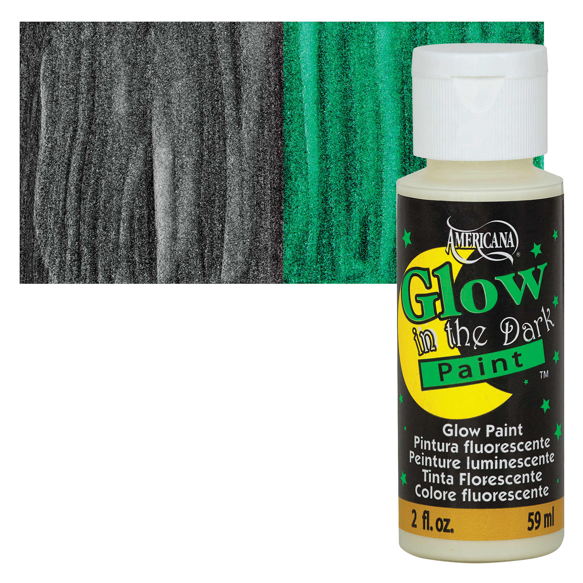 DecoArt Americana Acrylic Paint - Glow in the Dark, 2 oz bottle and swatch