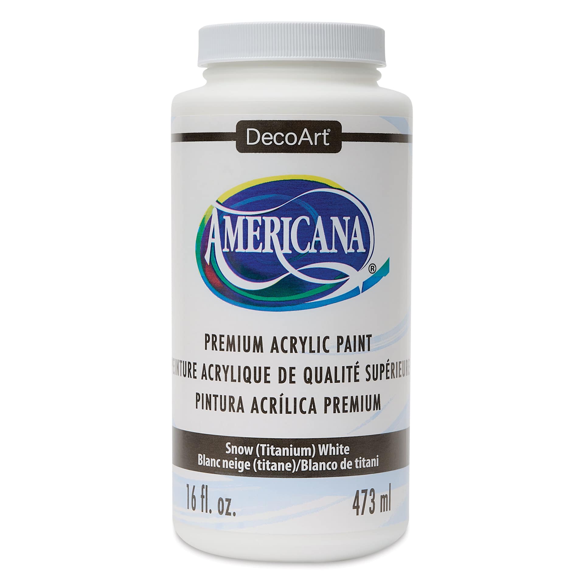 DecoArt Americana Acrylic Paint - Snow (Titanium) White, 16 oz