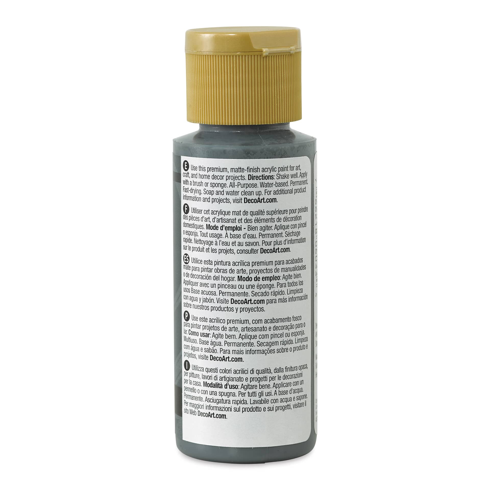 DecoArt Americana Acrylic Paint - Zinc, 2 oz (Back of bottle)