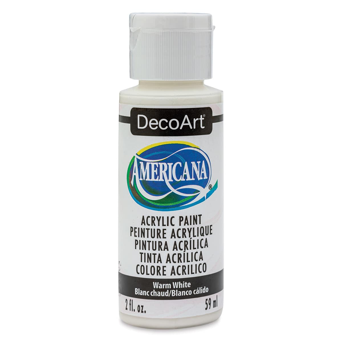 DecoArt Americana Acrylic Paint - Warm White, 2 oz (Front of bottle)