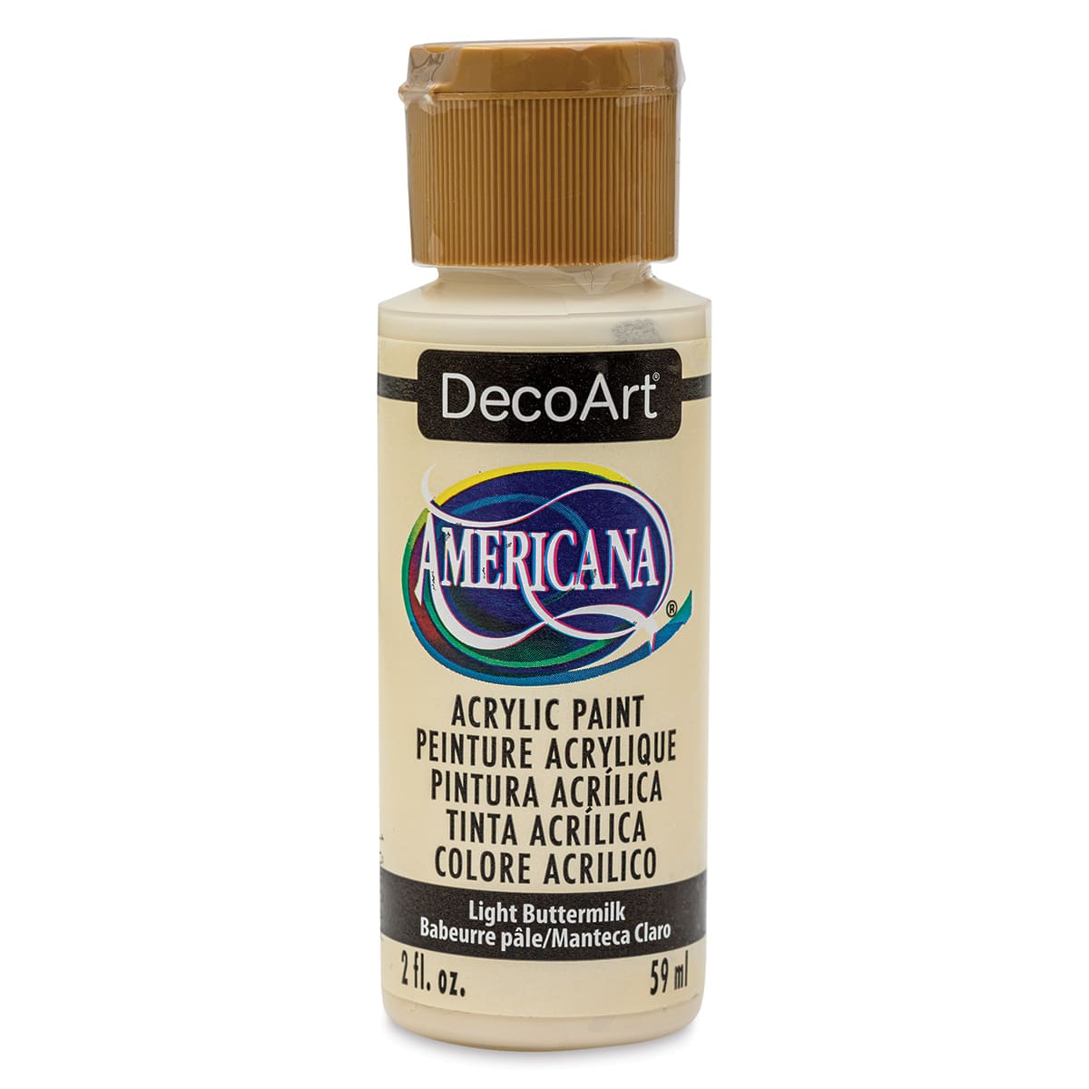 DecoArt Americana Acrylic Paint - Light Buttermilk, 2 oz, (Front of bottle)