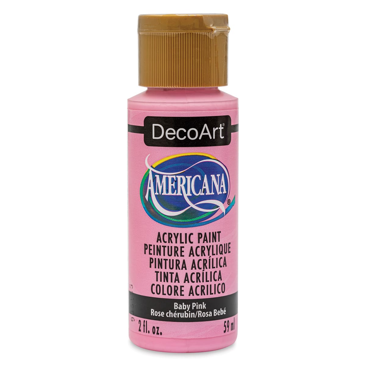 DecoArt Americana Acrylic Paint - Baby Pink, 2 oz (Front of bottle)