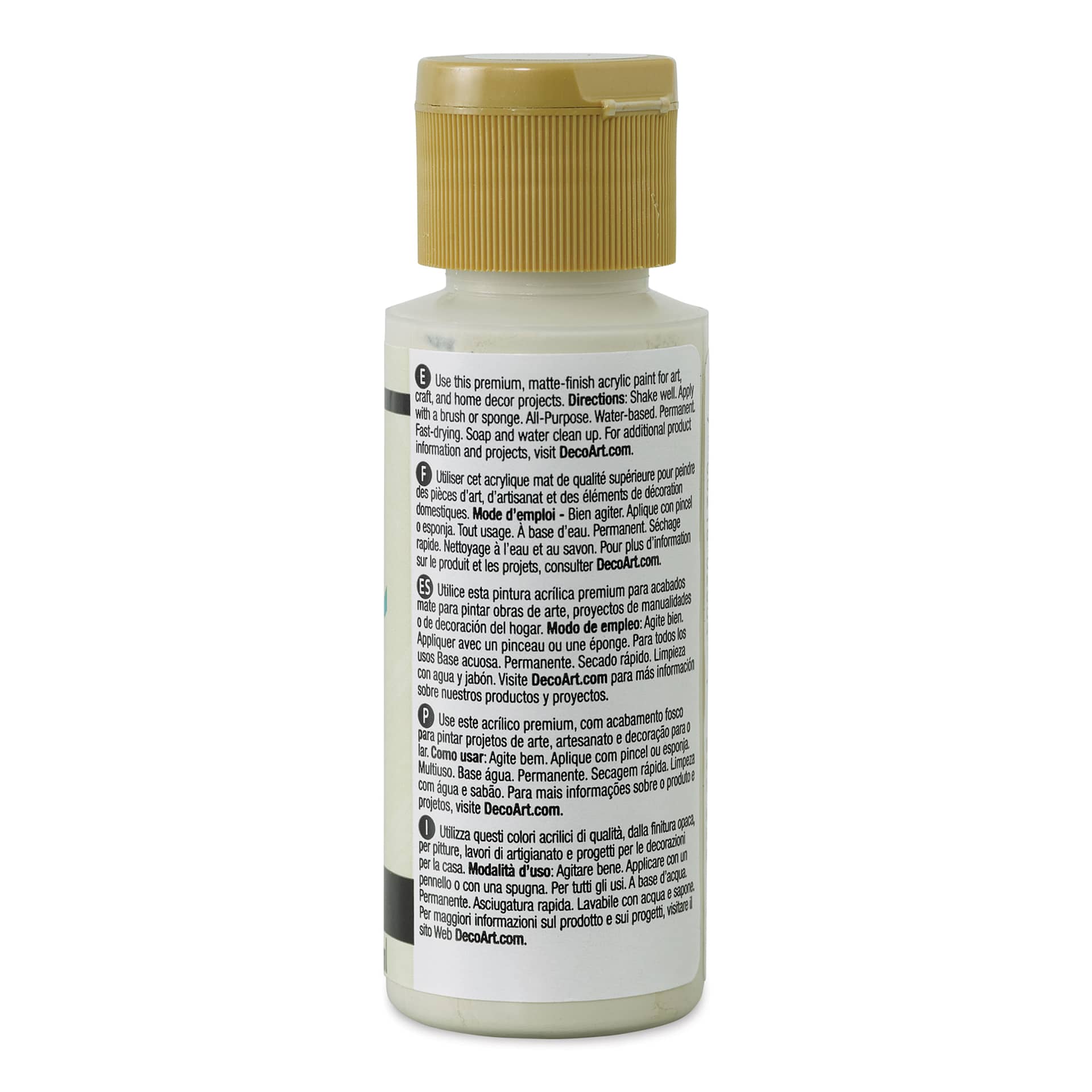 DecoArt Americana Acrylic Paint - Bleach Sand, 2 oz (Back of bottle)