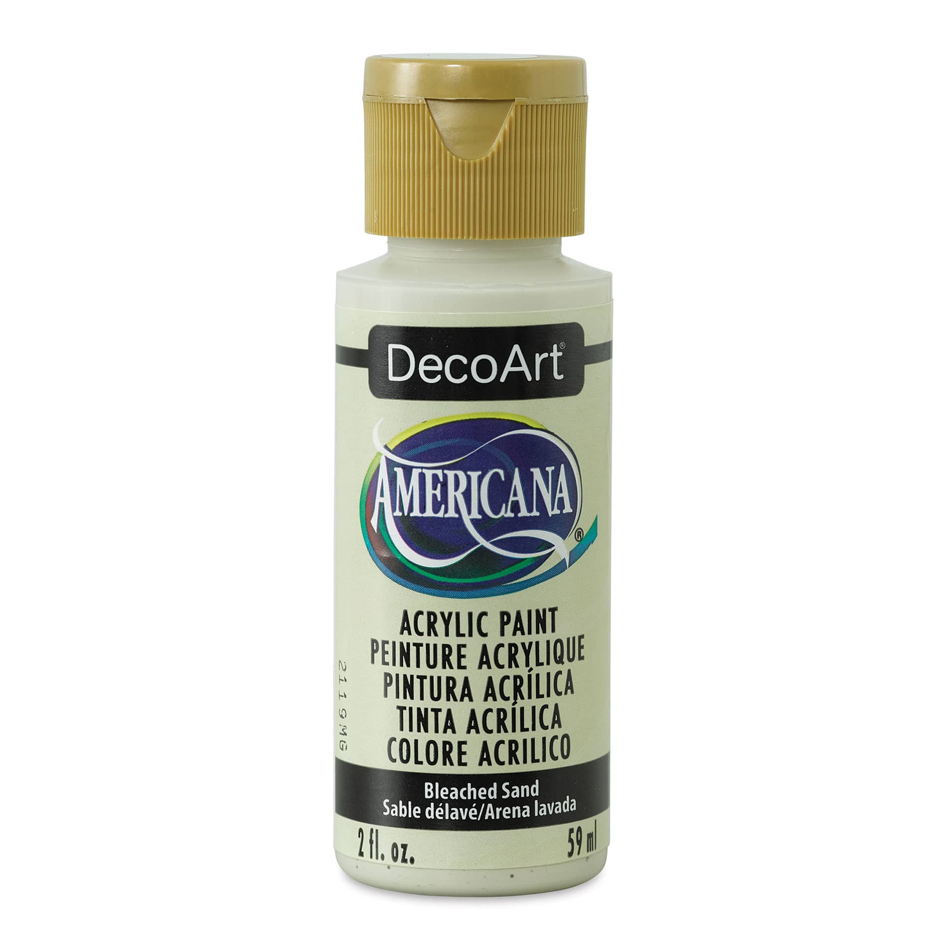 DecoArt Americana Acrylic Paint - Bleach Sand, 2 oz (Front of bottle)