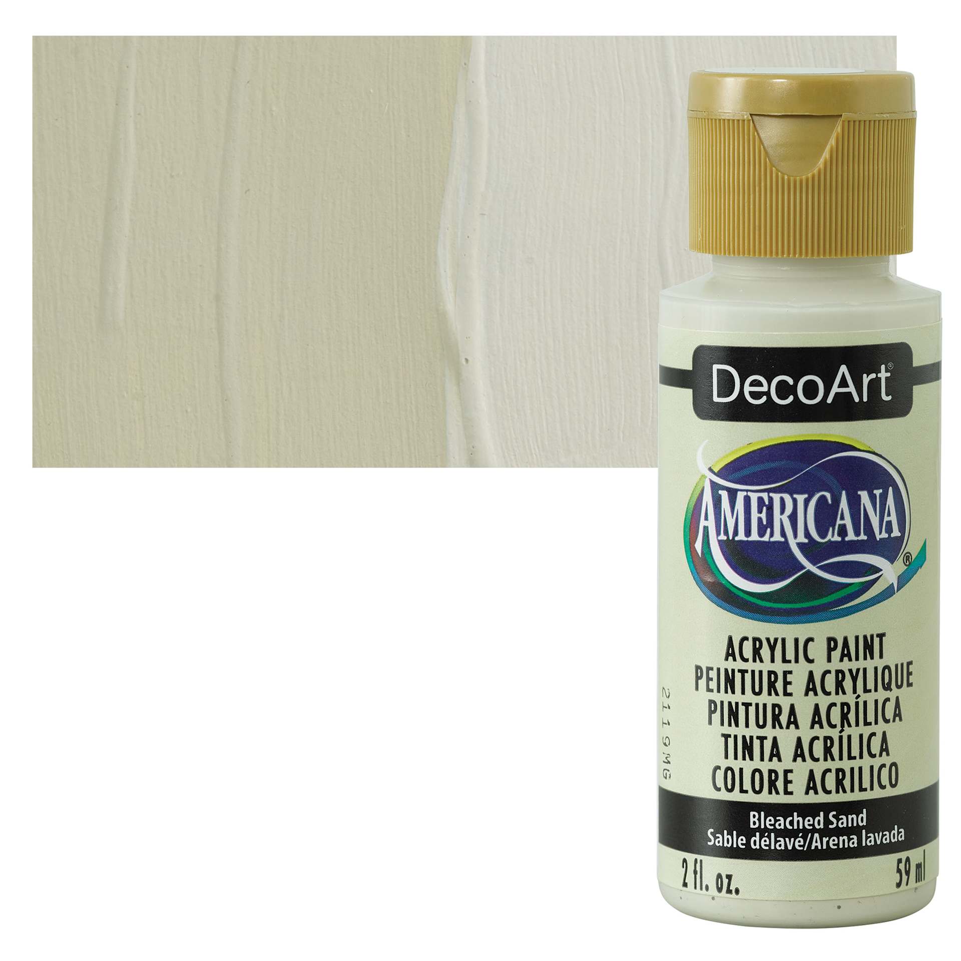 DecoArt Americana Acrylic Paint - Bleach Sand, 2 oz bottle and swatch