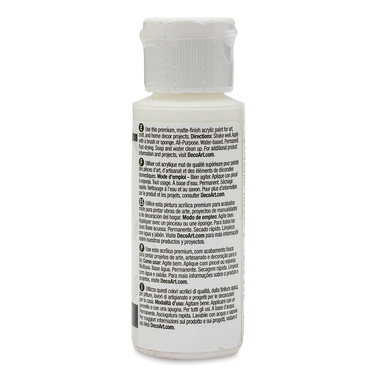 DecoArt Americana Acrylic Paint - White Wash, 2 oz (Back of bottle)