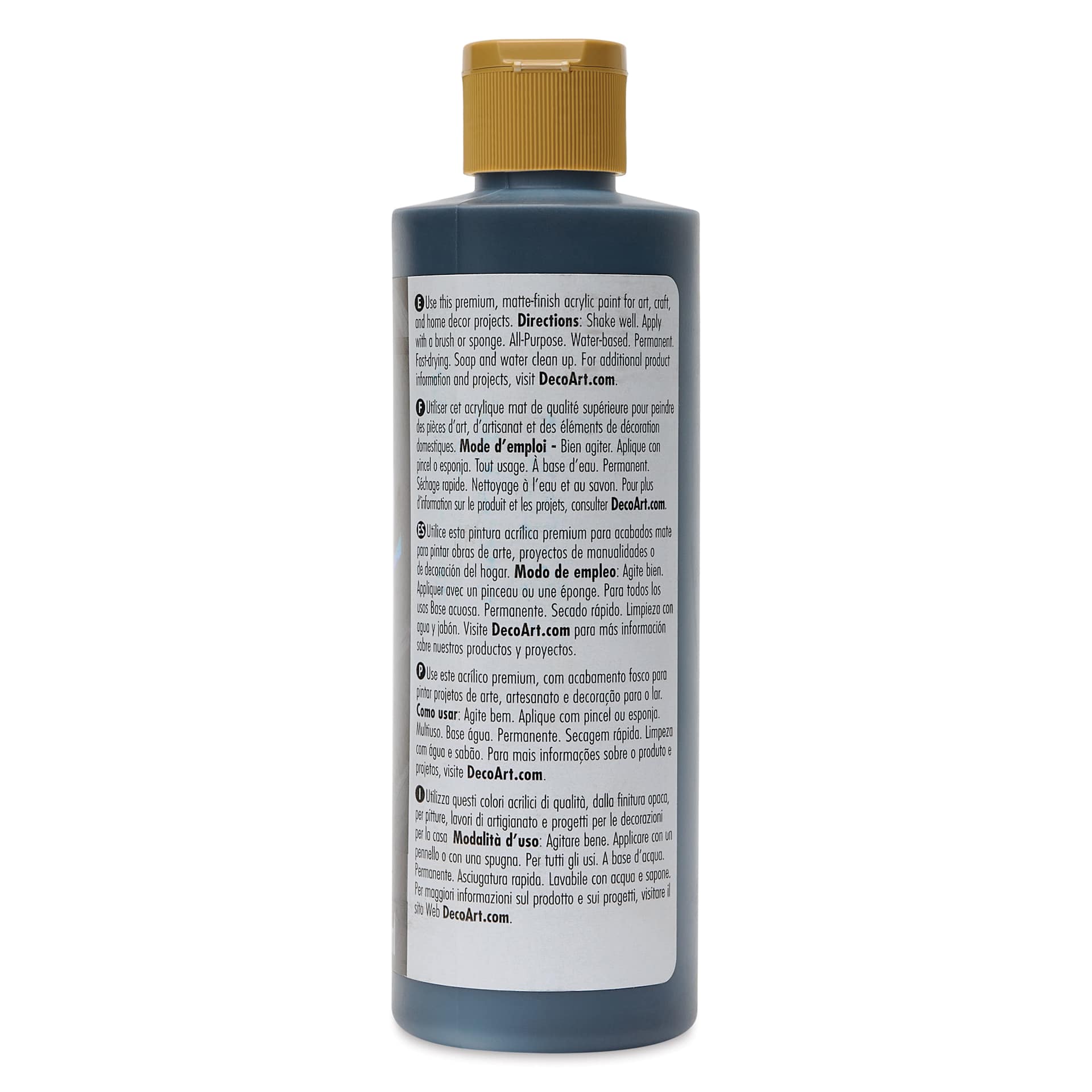 Back of DecoArt Americana Acrylic Paint - Lamp (Ebony) Black, 8 oz bottle