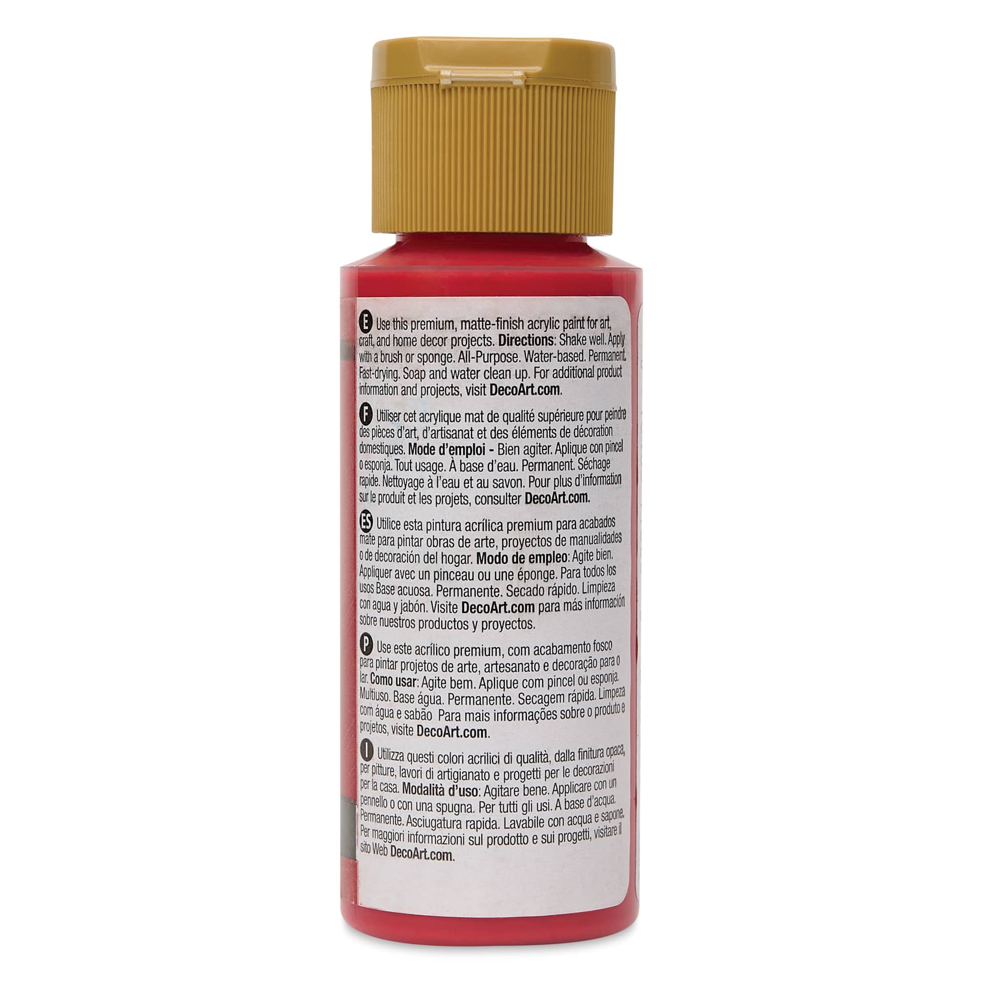 Back of DecoArt Americana Acrylic Paint - Country Red, 2 oz